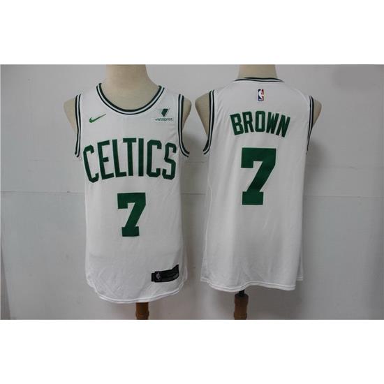 Men Boston Celtics Jaylen Brown 7 White NBA New Nike Swingman jersey