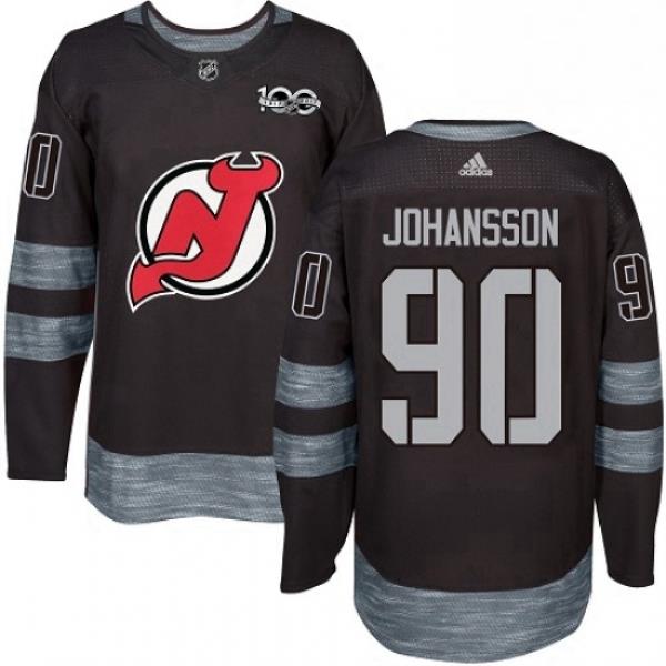 Mens Adidas New Jersey Devils 90 Marcus Johansson Authentic Black 1917 2017 100th Anniversary NHL Jersey