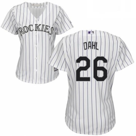 Womens Majestic Colorado Rockies 26 David Dahl Replica White Home Cool Base MLB Jersey