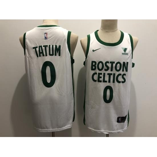 Men Boston Celtics 0 Jayson Tatum White 2021 Nike City Edition Swingman Stitched NBA Jersey With The Sponsor Logo