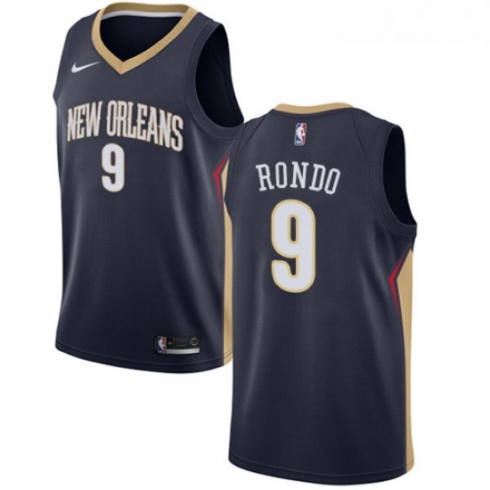 Womens Nike New Orleans Pelicans 9 Rajon Rondo Swingman Navy Blue Road NBA Jersey Icon Edition