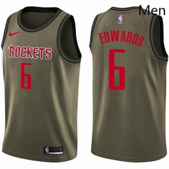 Mens Nike Houston Rockets 6 Vincent Edwards Swingman Green Salute to Service NBA Jersey