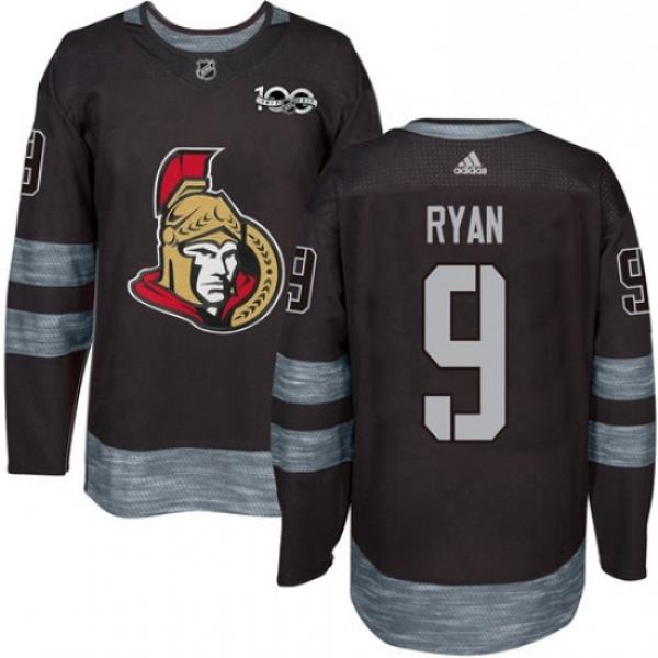 Mens Adidas Ottawa Senators 9 Bobby Ryan Authentic Black 1917 2017 100th Anniversary NHL Jersey