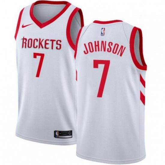 Mens Nike Houston Rockets 7 Joe Johnson Authentic White NBA Jersey Association Edition