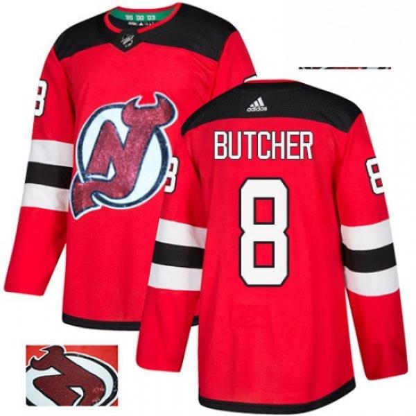 Mens Adidas New Jersey Devils 8 Will Butcher Authentic Red Fashion Gold NHL Jersey