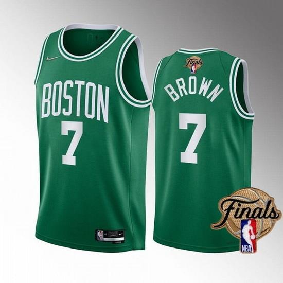 Men Boston Celtics 7 Jaylen Brown 2022 Green NBA Finals Stitched Jersey