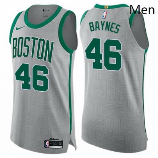 Mens Nike Boston Celtics 46 Aron Baynes Authentic Gray NBA Jersey City Edition