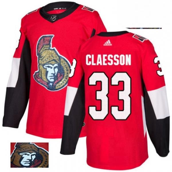 Mens Adidas Ottawa Senators 33 Fredrik Claesson Authentic Red Fashion Gold NHL Jersey