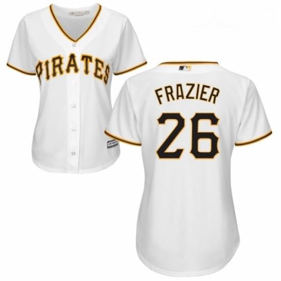 Womens Majestic Pittsburgh Pirates 26 Adam Frazier Authentic White Home Cool Base MLB Jersey