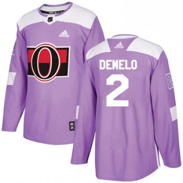 Mens Adidas Ottawa Senators 2 Dylan DeMelo Authentic Purple Fights Cancer Practice NHL Jersey