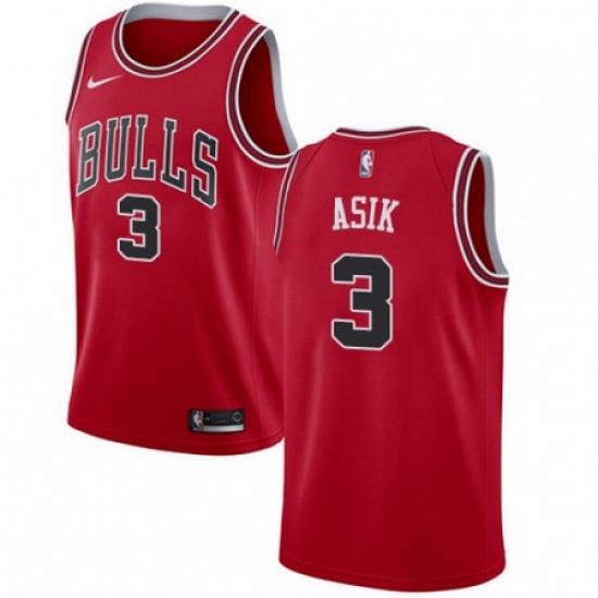 Mens Nike Chicago Bulls 3 Omer Asik Swingman Red Road NBA Jersey Icon Edition