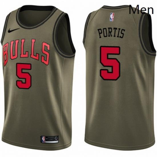 Mens Nike Chicago Bulls 5 Bobby Portis Swingman Green Salute to Service NBA Jersey