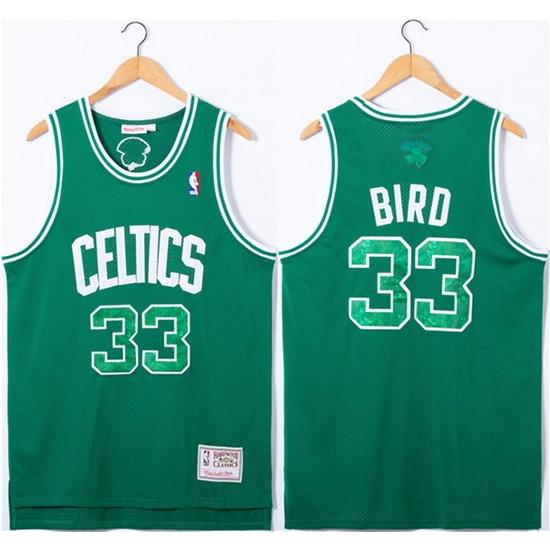 Men Boston Celtics 33 Larry Bird Green Throwback Basketball Jersey