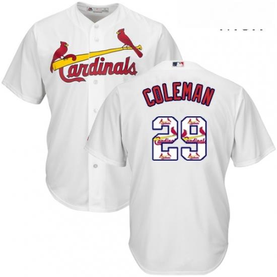 Mens Majestic St Louis Cardinals 29 Vince Coleman Authentic White Team Logo Fashion Cool Base MLB Jersey