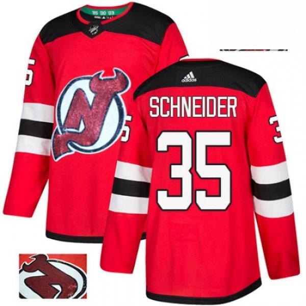 Mens Adidas New Jersey Devils 35 Cory Schneider Authentic Red Fashion Gold NHL Jersey