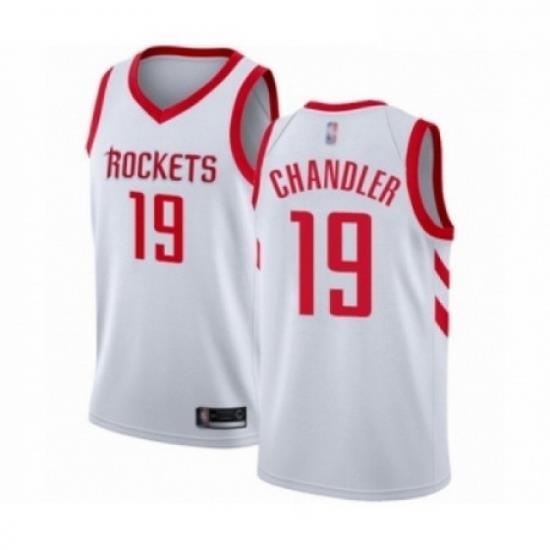 Mens Houston Rockets 19 Tyson Chandler Authentic White Basketball Jersey Association Edition