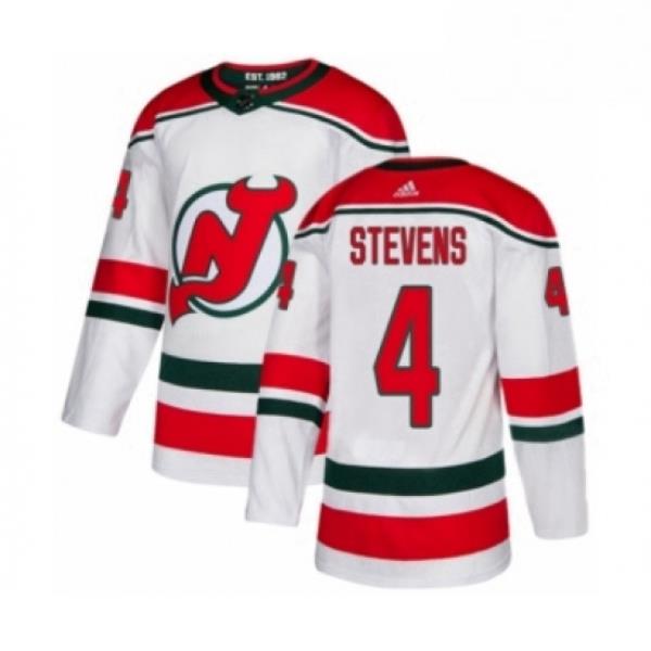 Mens Adidas New Jersey Devils 4 Scott Stevens Premier White Alternate NHL Jersey