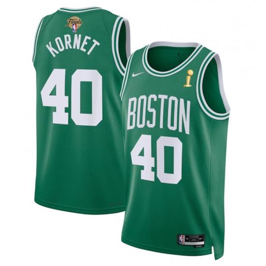 Men Boston Celtics 40 Luke Kornet Kelly Green 2024 Finals Champions Icon Edition Stitched Basketball Jersey