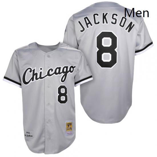 Mens Mitchell and Ness 1993 Chicago White Sox 8 Bo Jackson Replica Grey Throwback MLB Jersey