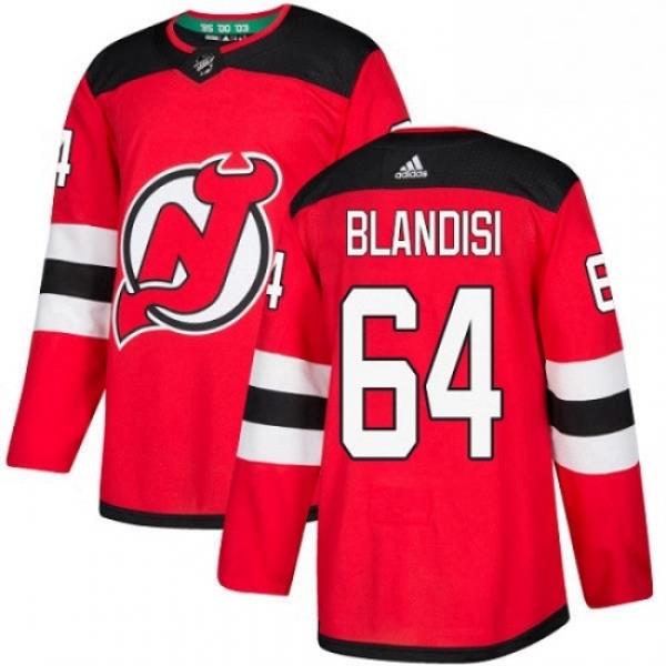 Mens Adidas New Jersey Devils 64 Joseph Blandisi Authentic Red Home NHL Jersey