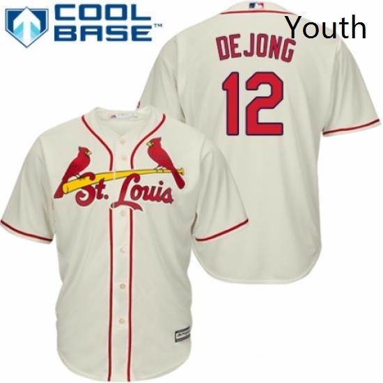 Youth Majestic St Louis Cardinals 12 Paul DeJong Replica Cream Alternate Cool Base MLB Jersey