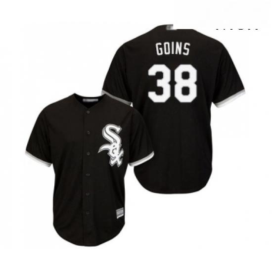 Mens Chicago White Sox 38 Ryan Goins Replica Black Alternate Home Cool Base Baseball Jersey