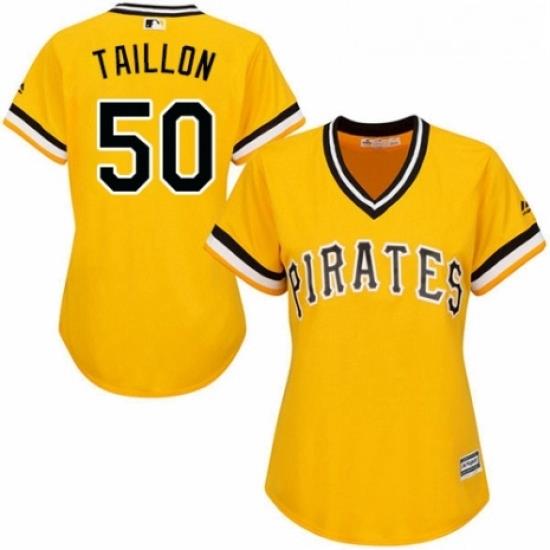 Womens Majestic Pittsburgh Pirates 50 Jameson Taillon Authentic Gold Alternate Cool Base MLB Jersey