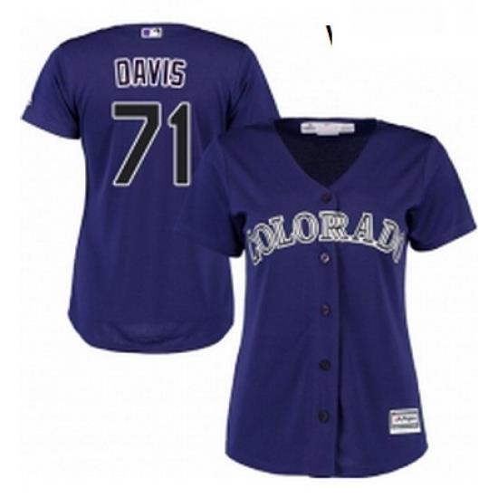 Womens Majestic Colorado Rockies 71 Wade Davis Authentic Purple Alternate 1 Cool Base MLB Jersey