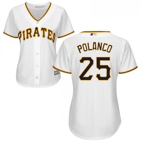 Womens Majestic Pittsburgh Pirates 25 Gregory Polanco Authentic White Home Cool Base MLB Jersey