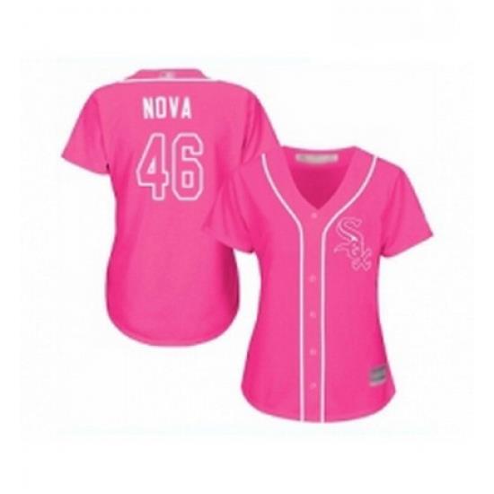 Womens Chicago White Sox 46 Ivan Nova Replica Pink Fashion Cool Base Baseball Jersey