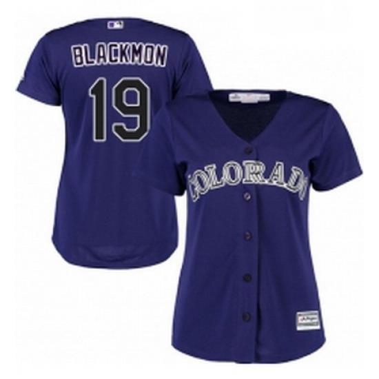 Womens Majestic Colorado Rockies 19 Charlie Blackmon Replica Purple Alternate 1 Cool Base MLB Jersey