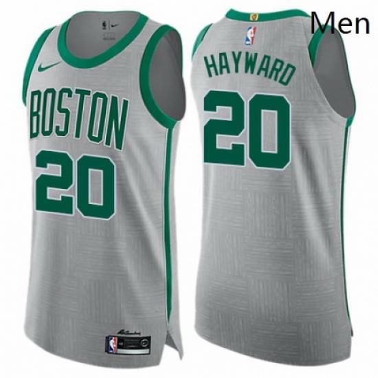 Mens Nike Boston Celtics 20 Gordon Hayward Authentic Gray NBA Jersey City Edition