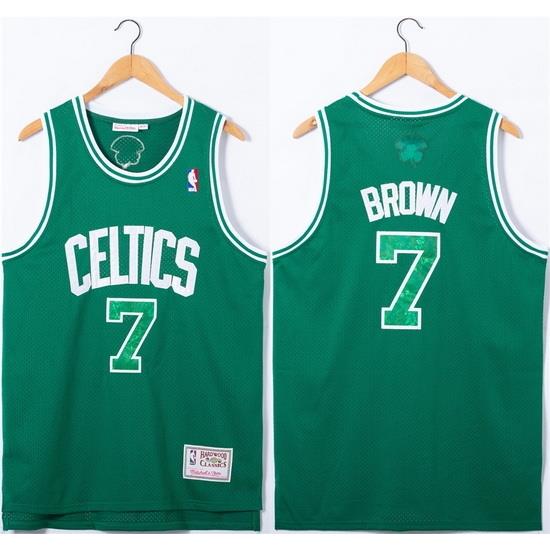 Men Boston Celtics 7 Jaylen Brown Green Stitched Jersey