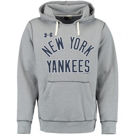 Men MLB New York Yankees Under Armour Legacy Fleece Hoodie Gray