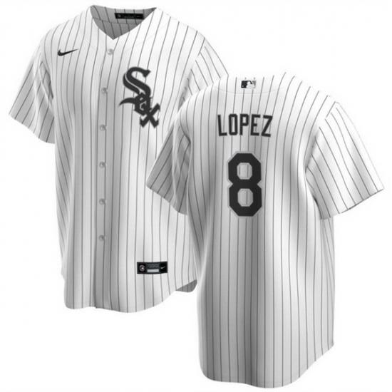 Men Chicago White Sox 8 Nicky Lopez White Cool Base Stitched Jersey