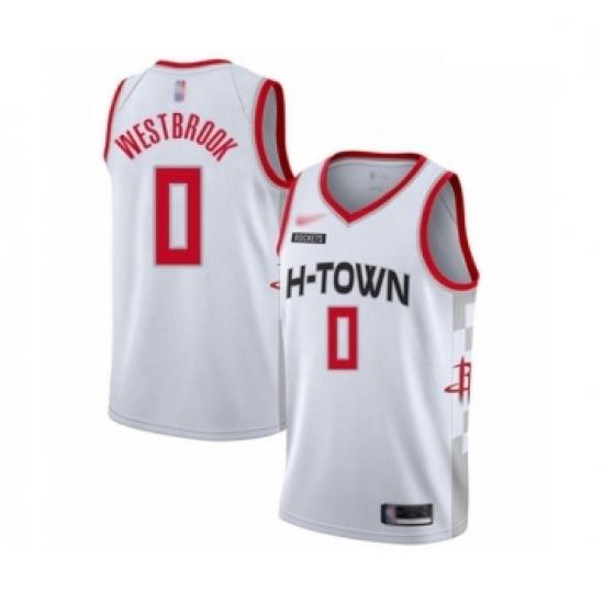 Rockets 0 Russell Westbrook White Basketball Swingman City Edition 2019 20 Jersey