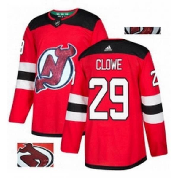 Mens Adidas New Jersey Devils 29 Ryane Clowe Authentic Red Fashion Gold NHL Jersey