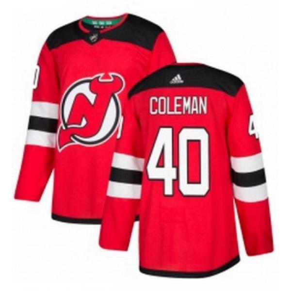 Mens Adidas New Jersey Devils 40 Blake Coleman Premier Red Home NHL Jersey