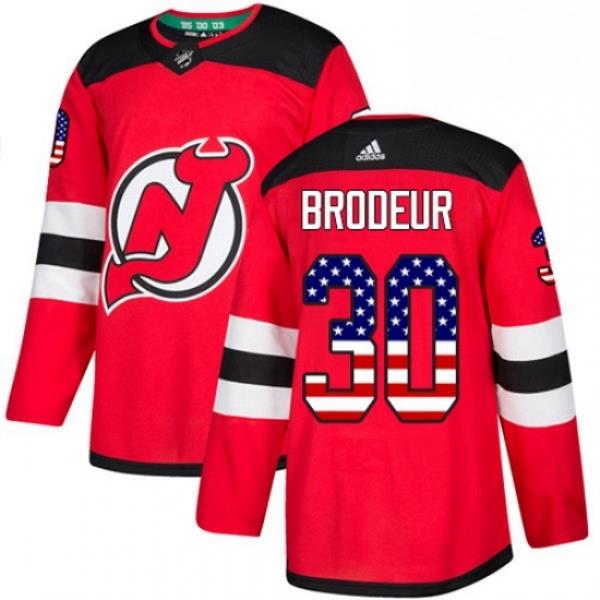 Mens Adidas New Jersey Devils 30 Martin Brodeur Authentic Red USA Flag Fashion NHL Jersey