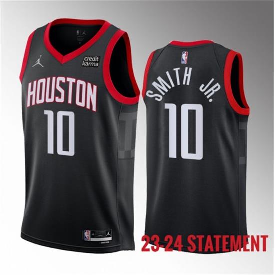 Men Houston Rockets 10 Jabari Smith Jr  Black 2023 Statement Edition Stitched Basketball Jersey