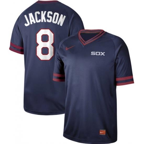 Mens Nike Chicago White Sox 8 Bo Jackson Navy Authentic CooperstoWn Collection Stitched Baseball Jersey