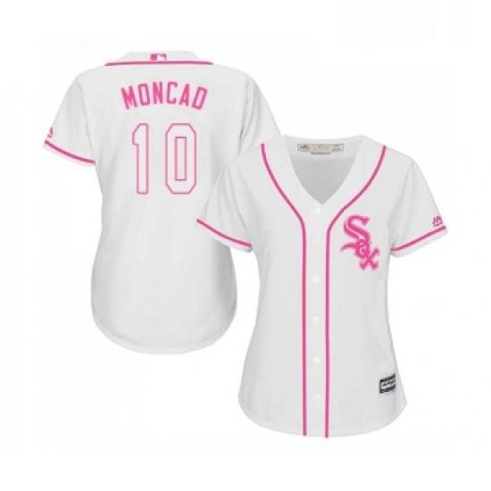 Womens Majestic Chicago White Sox 10 Yoan Moncada Replica White Fashion Cool Base MLB Jerseys