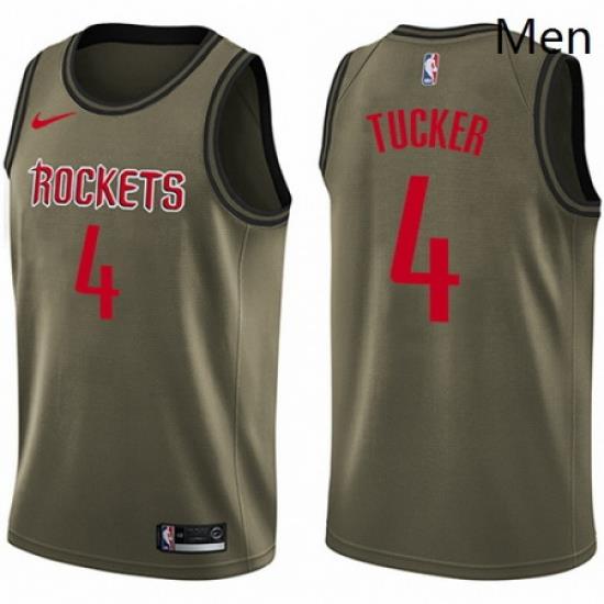 Mens Nike Houston Rockets 4 PJ Tucker Swingman Green Salute to Service NBA Jersey