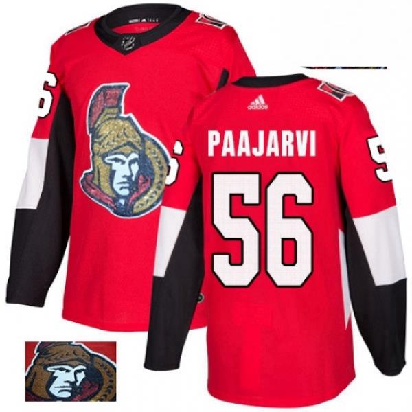 Mens Adidas Ottawa Senators 56 Magnus Paajarvi Authentic Red Fashion Gold NHL Jersey