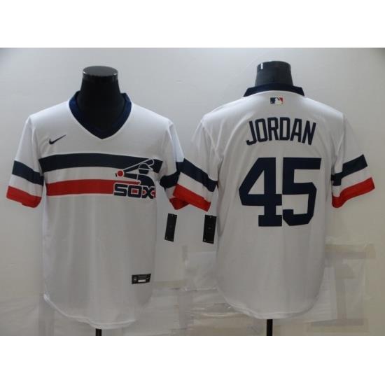 Men's Nike Chicago White Sox #45 Michael Jordan White ThroWback Jersey