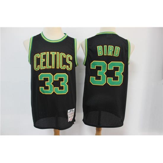 Men Boston Celtics Bape 33 Larry Bird Black Hardwood Classics Jersey