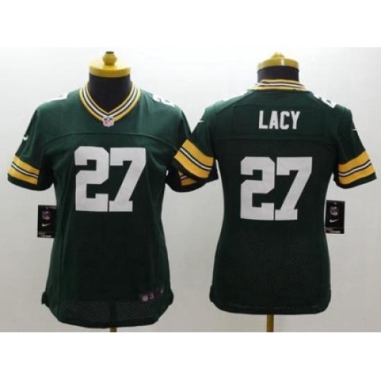 Women's Nike Green Bay Packers #27 Eddie Lacy Green Team Color Stitched NFL Limited Jersey