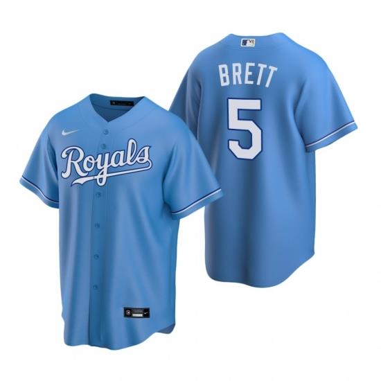 Mens Nike Kansas City Royals 5 George Brett Light Blue Alternate Stitched Baseball Jerse