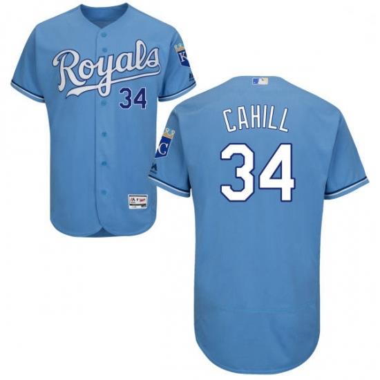 Mens Majestic Kansas City Royals 34 Trevor Cahill Light Blue Flexbase Authentic Collection MLB Jersey