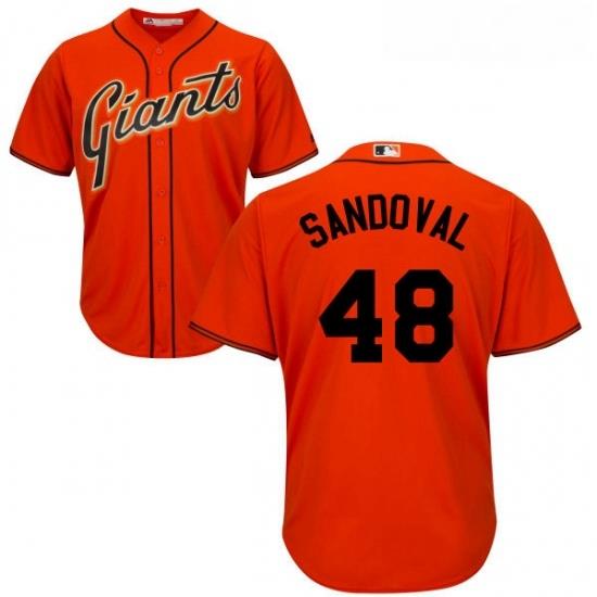 Youth Majestic San Francisco Giants 48 Pablo Sandoval Replica Orange Alternate Cool Base MLB Jersey